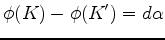 $\displaystyle \phi (K) - \phi(K') = d \alpha
$