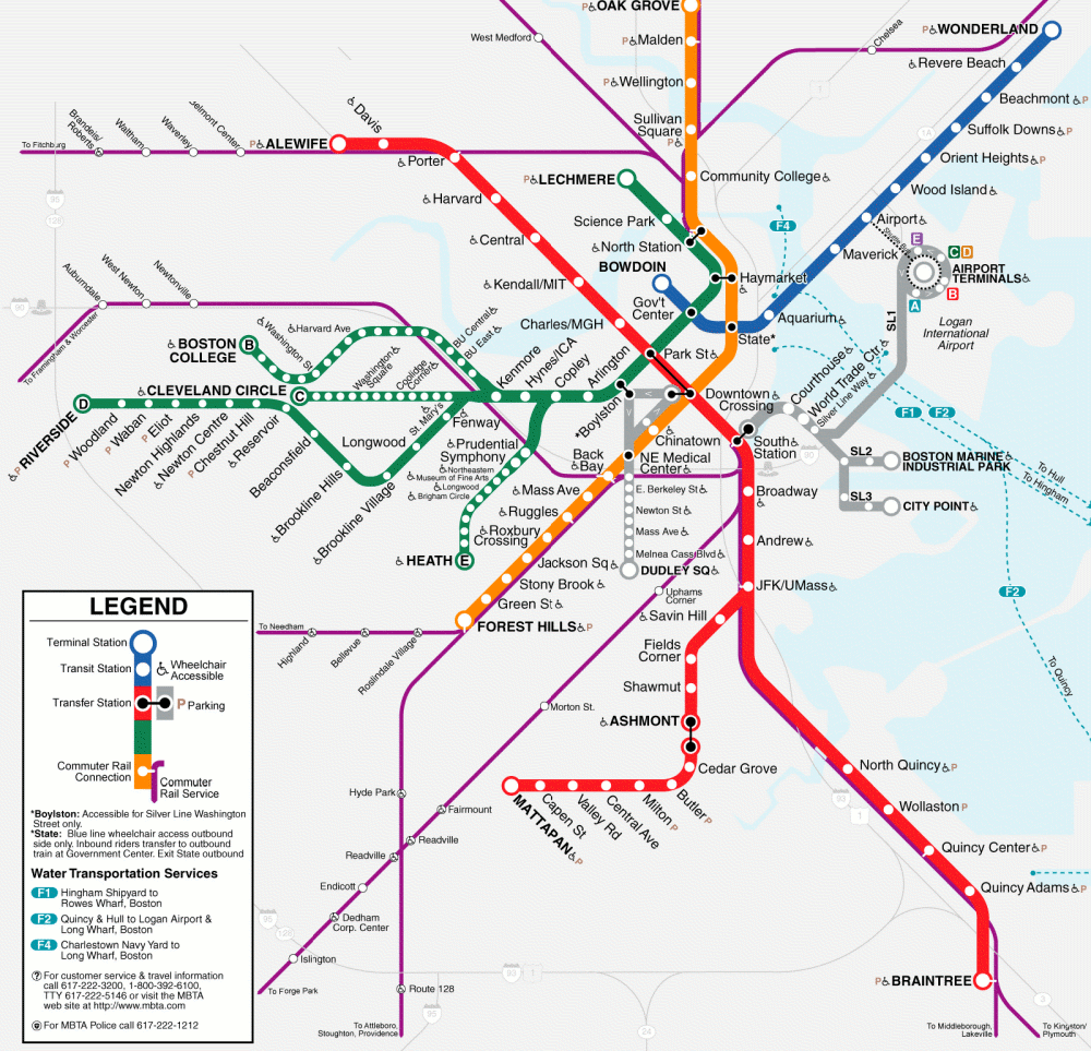 Boston subway grid
